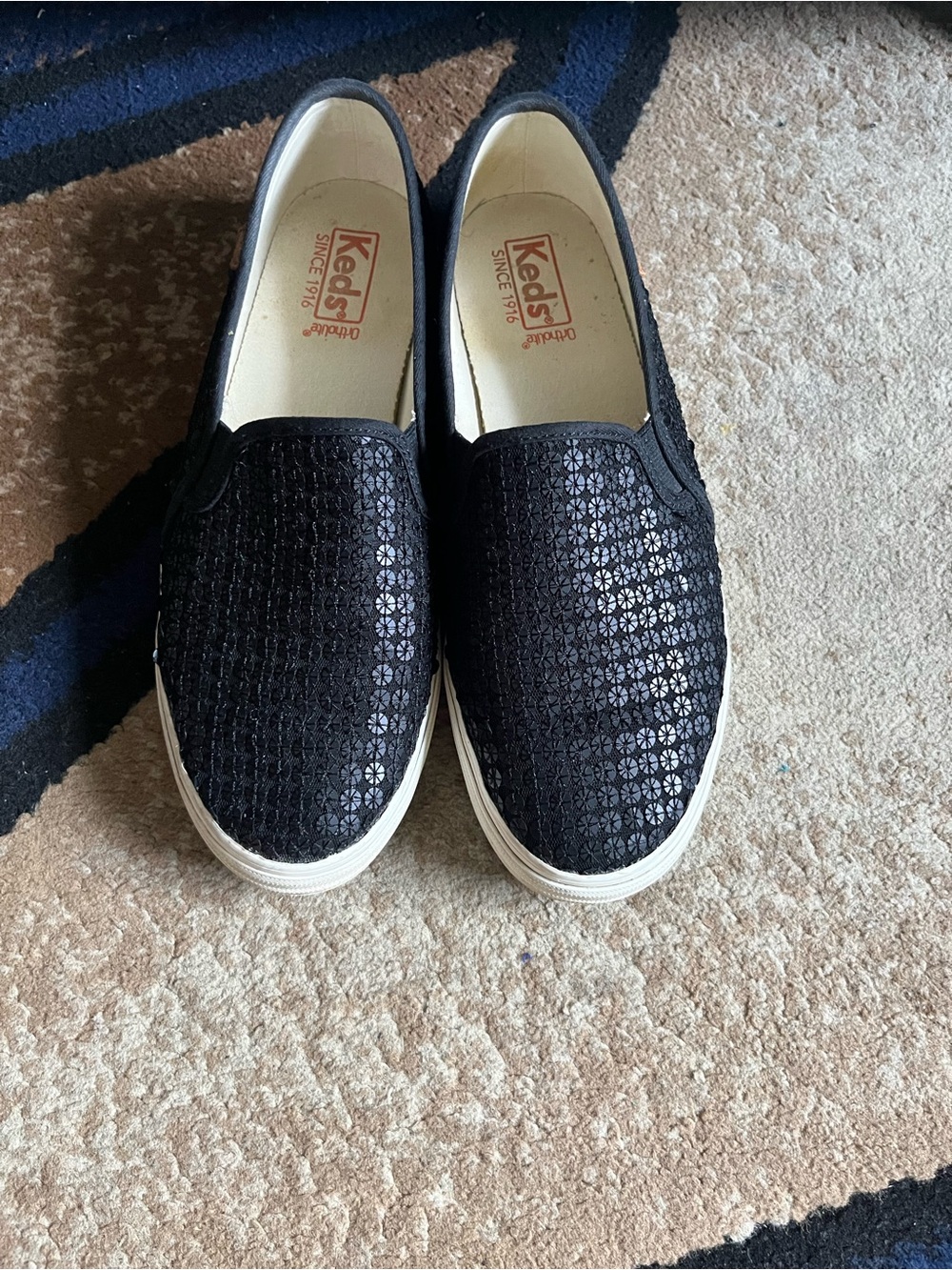 Keds Black Slip-On Sneakers with Textured Upper